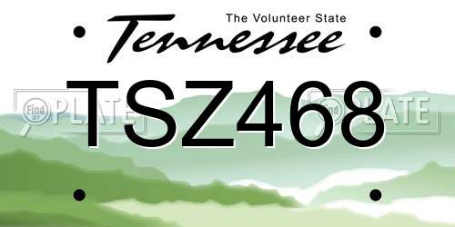 TSZ468 Tennessee License Plate