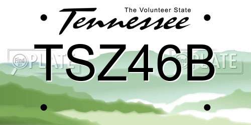 TSZ46B Tennessee License Plate