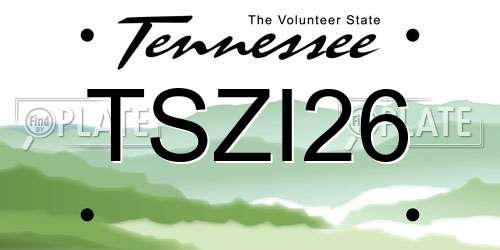 TSZI26 Tennessee License Plate
