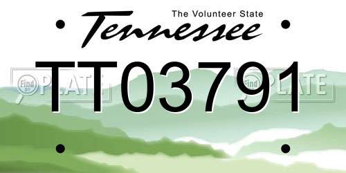TT03791 Tennessee License Plate
