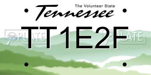 TT1E2F Tennessee License Plate