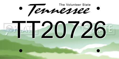 TT20726 Tennessee License Plate