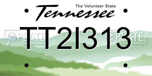 TT2I313 Tennessee License Plate
