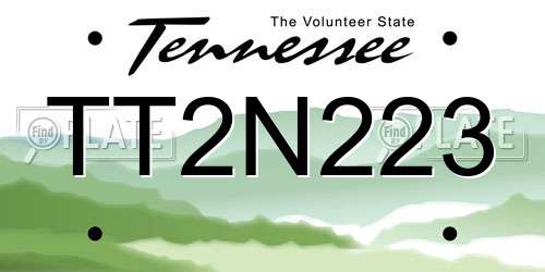 TT2N223 Tennessee License Plate