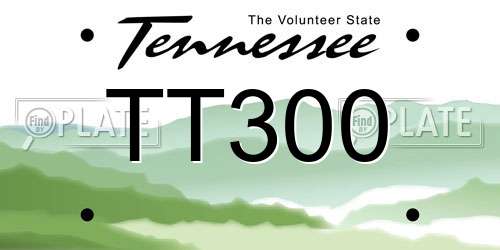 TT300 Tennessee License Plate