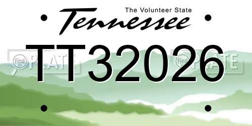 TT32026 Tennessee License Plate