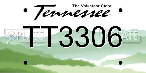 TT3306 Tennessee License Plate