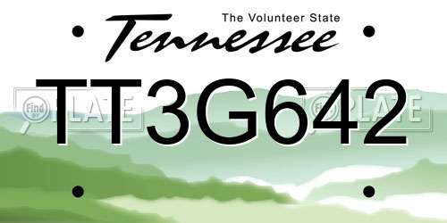 TT3G642 Tennessee License Plate