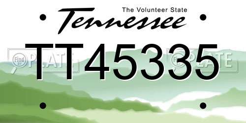 TT45335 Tennessee License Plate