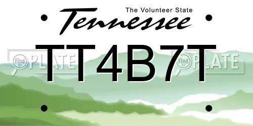 TT4B7T Tennessee License Plate