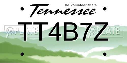 TT4B7Z Tennessee License Plate