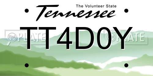 TT4D0Y Tennessee License Plate