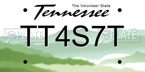 TT4S7T Tennessee License Plate