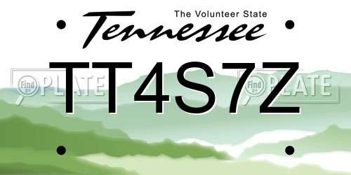 TT4S7Z Tennessee License Plate