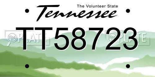 TT58723 Tennessee License Plate