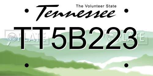 TT5B223 Tennessee License Plate