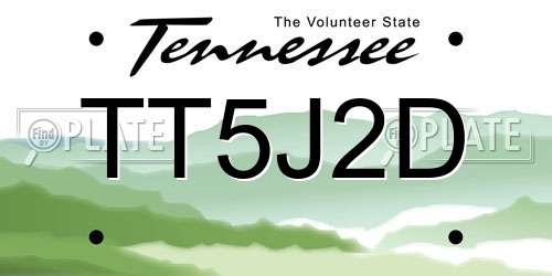 TT5J2D Tennessee License Plate