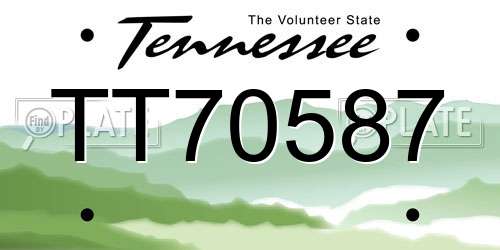TT70587 Tennessee License Plate