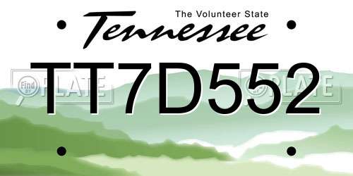 TT7D552 Tennessee License Plate