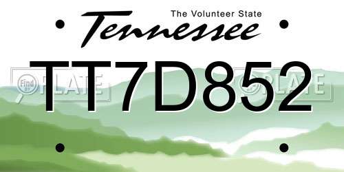 TT7D852 Tennessee License Plate