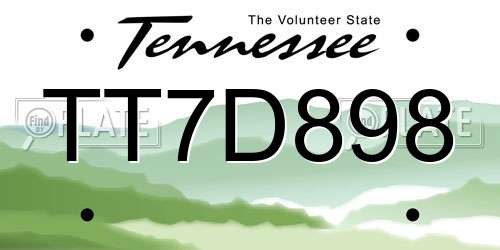 TT7D898 Tennessee License Plate