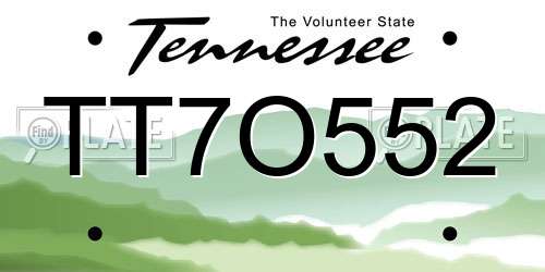 TT7O552 Tennessee License Plate