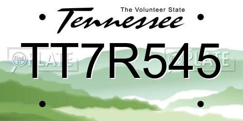 TT7R545 Tennessee License Plate