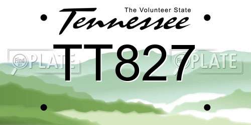 TT827 Tennessee License Plate