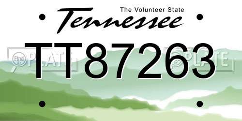 TT87263 Tennessee License Plate