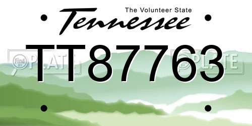 TT87763 Tennessee License Plate