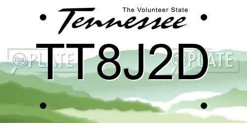 TT8J2D Tennessee License Plate