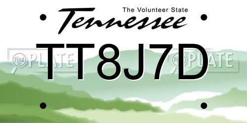 TT8J7D Tennessee License Plate
