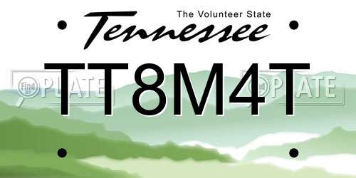 TT8M4T Tennessee License Plate
