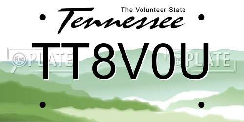TT8V0U Tennessee License Plate