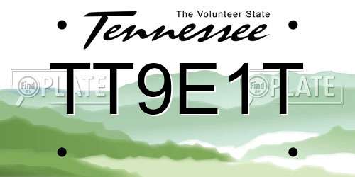 TT9E1T Tennessee License Plate