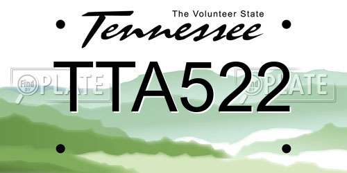 TTA522 Tennessee License Plate