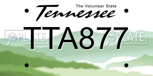 TTA877 Tennessee License Plate