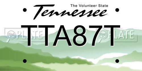 TTA87T Tennessee License Plate