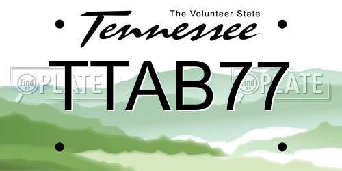 TTAB77 Tennessee License Plate