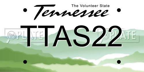 TTAS22 Tennessee License Plate