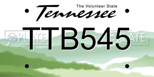 TTB545 Tennessee License Plate