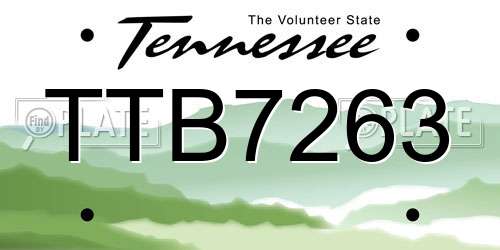 TTB7263 Tennessee License Plate