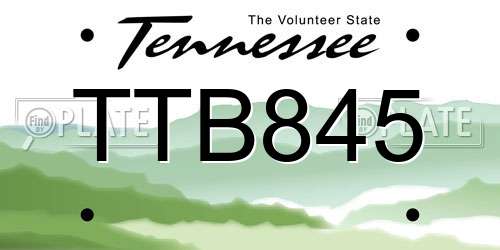 TTB845 Tennessee License Plate
