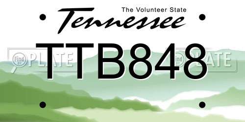 TTB848 Tennessee License Plate