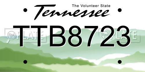 TTB8723 Tennessee License Plate