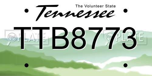 TTB8773 Tennessee License Plate