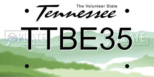 TTBE35 Tennessee License Plate