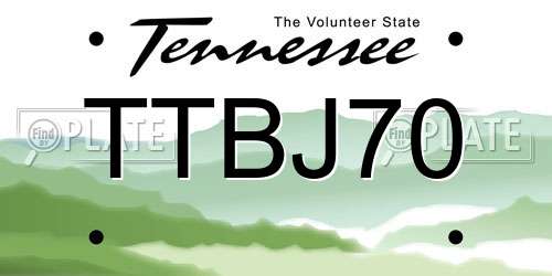 TTBJ70 Tennessee License Plate