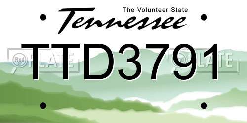 TTD3791 Tennessee License Plate