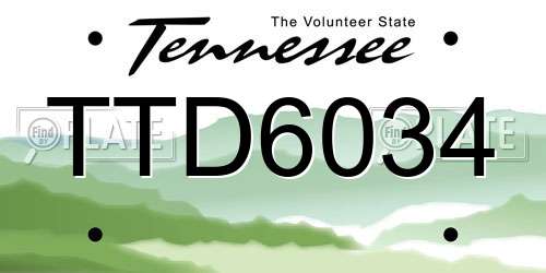 TTD6034 Tennessee License Plate